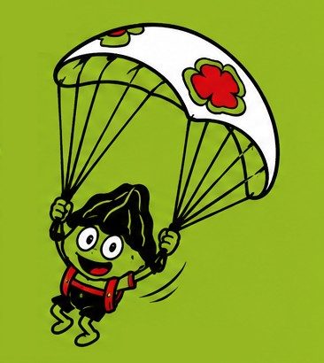Ilustración de una llapra en paracaídas